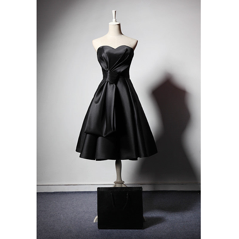 Black Satin Bra Mini Dress — Bandage, Sleeveless & Zip-Up