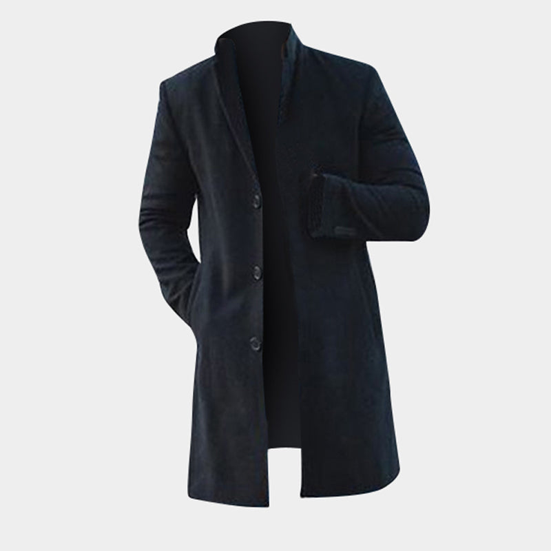 Men's Winter Trench Coat - Slim Fit Long Overcoat