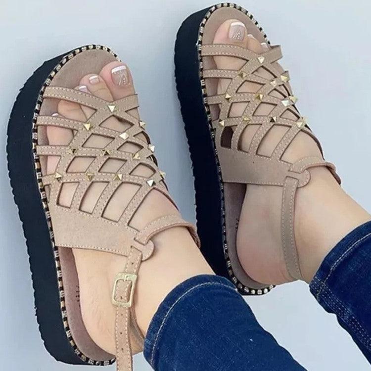 Women's Cutout Toe Platform Sandals cj