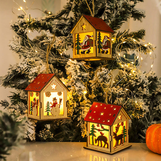 Decorative Festive Luminous Wooden Pendants cj