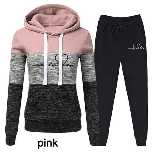 Casual Trackskuit Women Two Piece Set Suit Female Hoodies cj