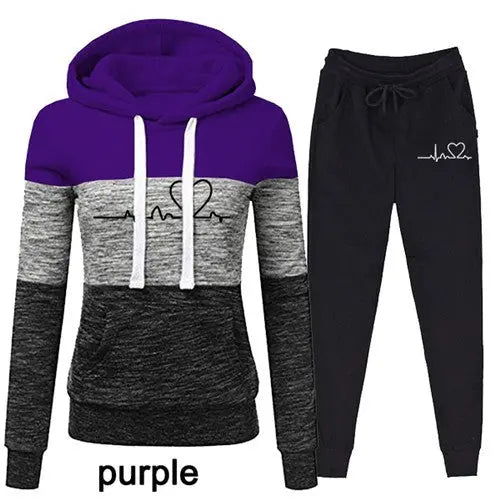 Casual Trackskuit Women Two Piece Set Suit Female Hoodies cj