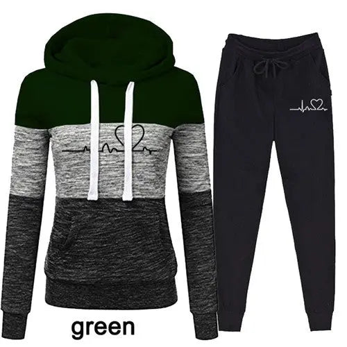 Casual Trackskuit Women Two Piece Set Suit Female Hoodies cj