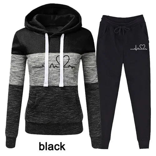 Casual Trackskuit Women Two Piece Set Suit Female Hoodies cj