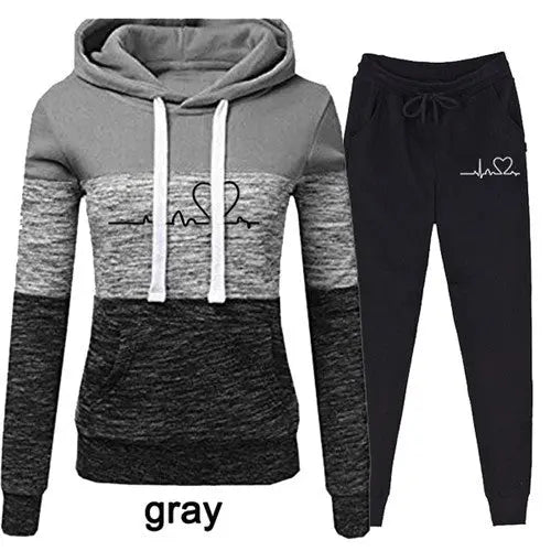 Casual Trackskuit Women Two Piece Set Suit Female Hoodies cj