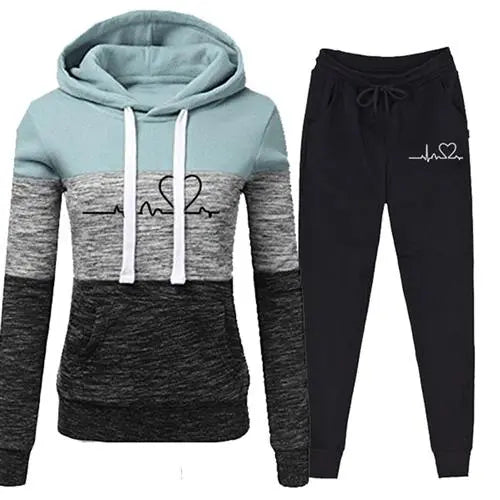 Casual Trackskuit Women Two Piece Set Suit Female Hoodies cj