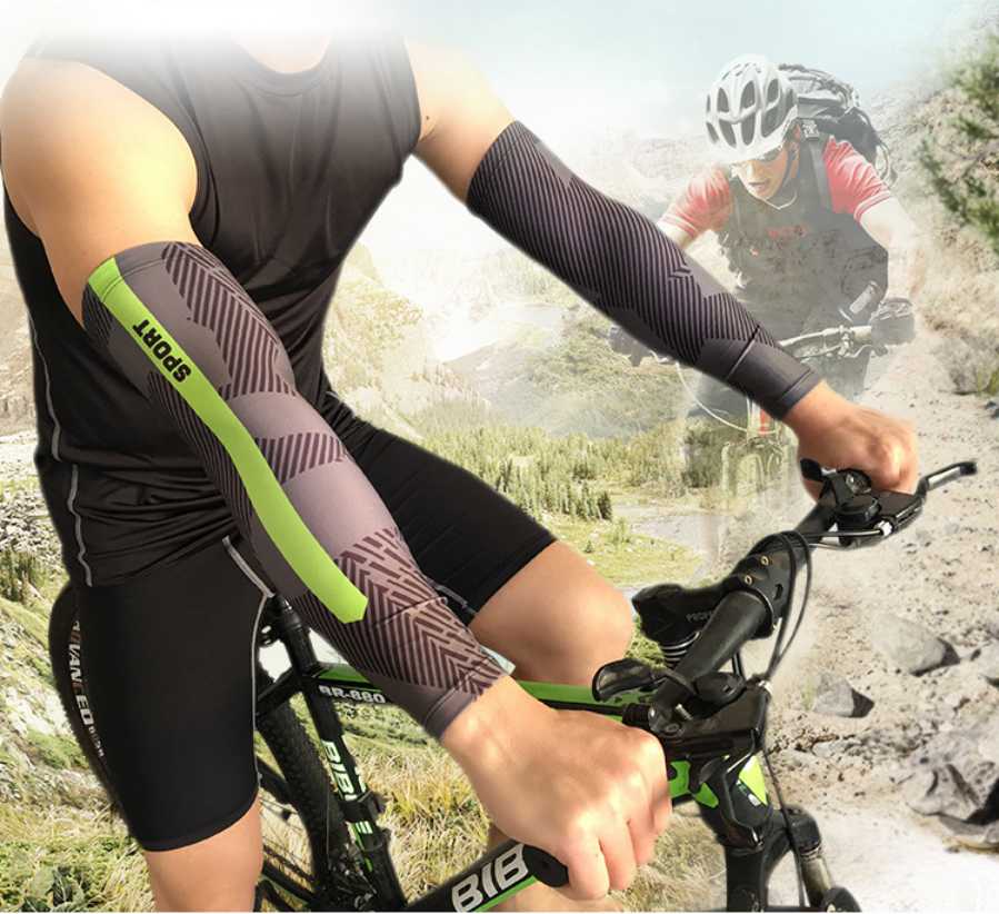 Cycling sports armband elbow men's breathable sunscreen silicone non-slip long sports armband elbow pads cj