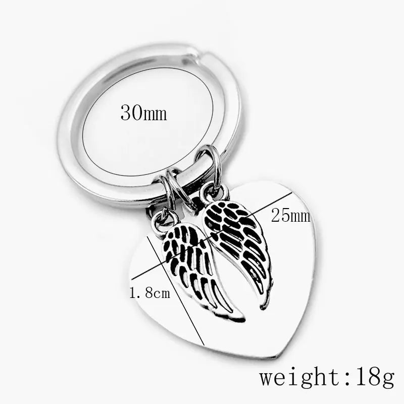 Dad Mom To My Daughter Heart Pendant Keychain Angel Wings Inspirational Letter Key Chain cj