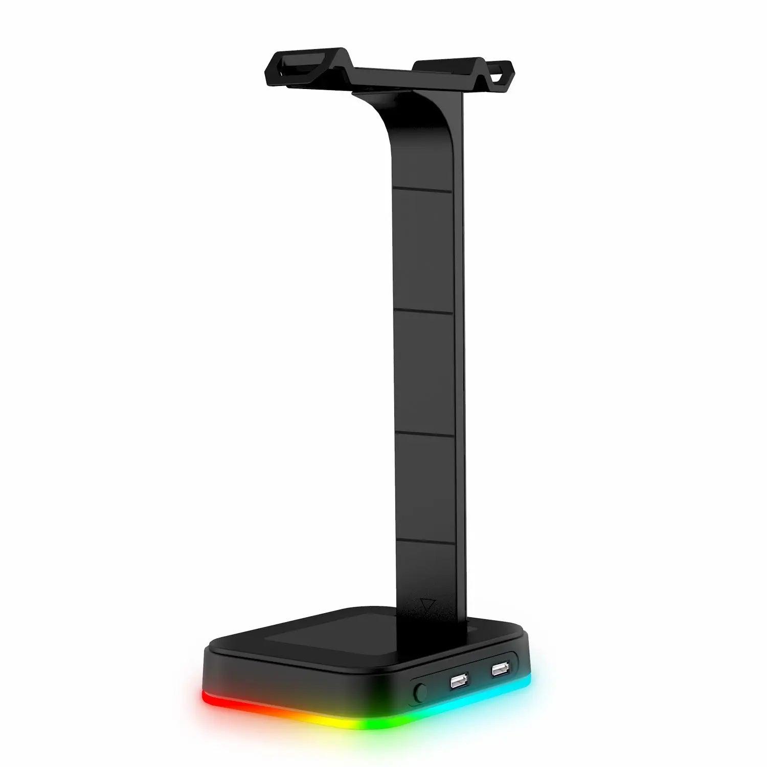 Desktop Gamer 2 In 1 RGB Headphone Stand Power Strip Desk Gaming Headset Holder With 2 USB Charging Earphone Hanger cj