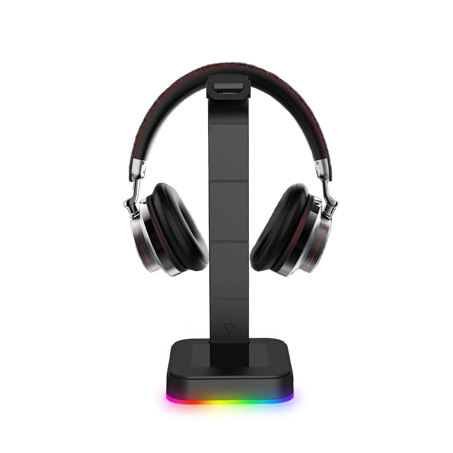 Desktop Gamer 2 In 1 RGB Headphone Stand Power Strip Desk Gaming Headset Holder With 2 USB Charging Earphone Hanger cj