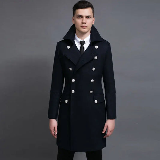 Double-row Retro Woolen Coat Man cj