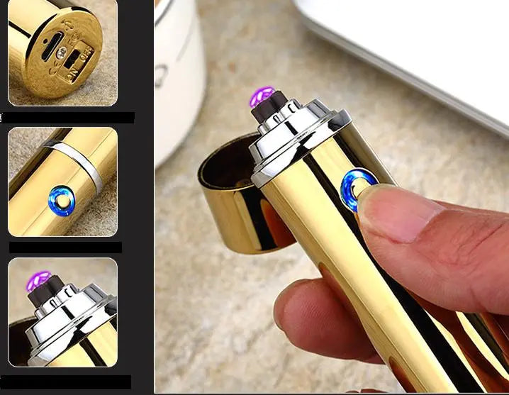 Electric Double Pulse Lighter Pipe USB Lighter Smokeless Windproof Cigarette Cigar Lighters cj