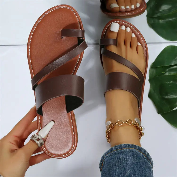 Flat Slippers Fashion Outdoor Thong Sandals Casual Beach Shoes Women cj