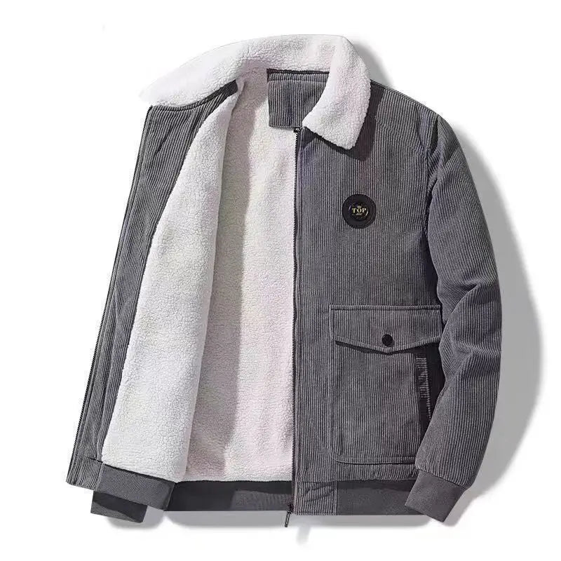 Fleece-lined Thickened Men's Coat Loose Leisure Workwear cj