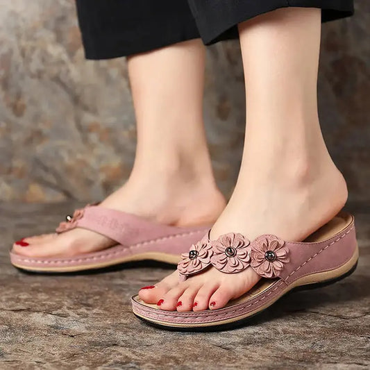 Flowers Sandals Women Retro Style Wedges Shoes Outdoor Beach Shoes Summer cj