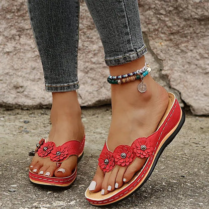 Flowers Sandals Women Retro Style Wedges Shoes Outdoor Beach Shoes Summer cj