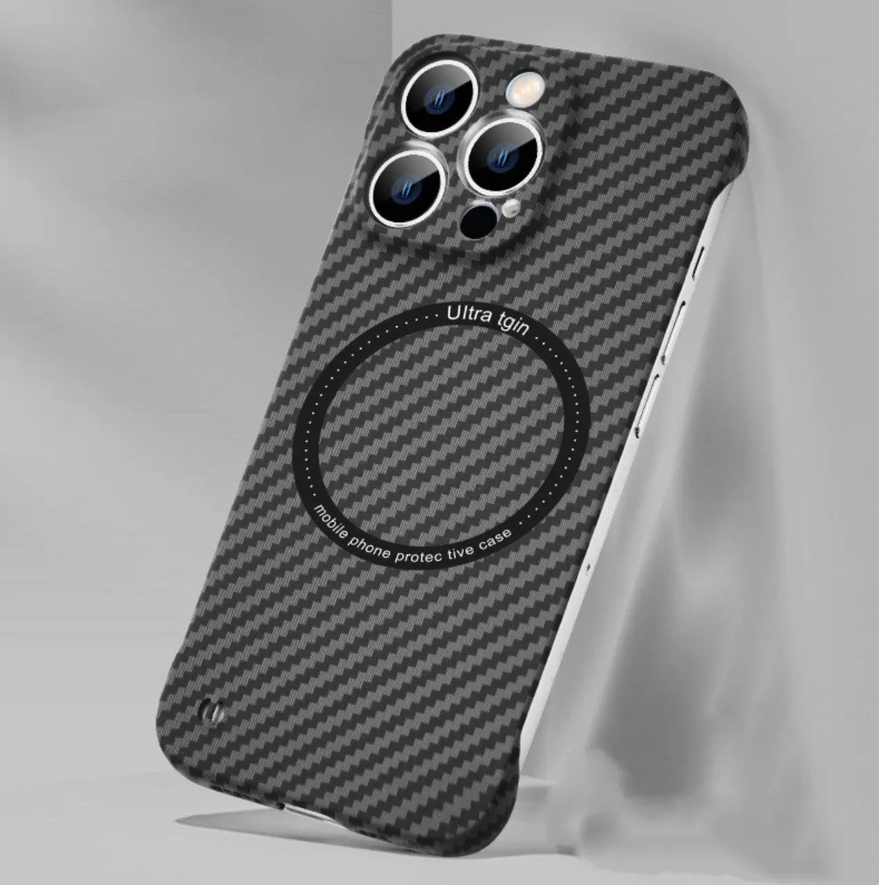 Frameless Carbon Fiber Grain Phone Case cj