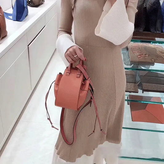 Genuine Leather Bucket Bag Female cj