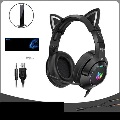 Head-mounted Gaming Gaming Cute Girls Wired Computer Headset cj