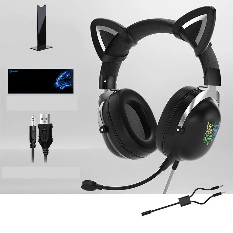 Head-mounted Gaming Gaming Cute Girls Wired Computer Headset cj