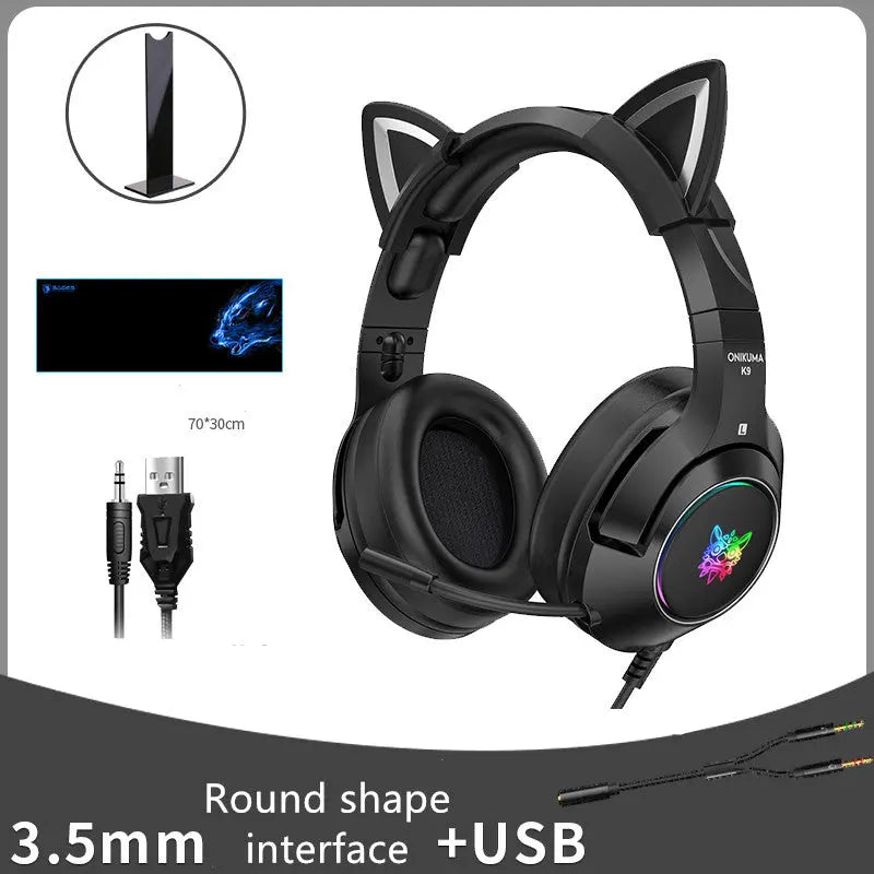 Head-mounted Gaming Gaming Cute Girls Wired Computer Headset cj