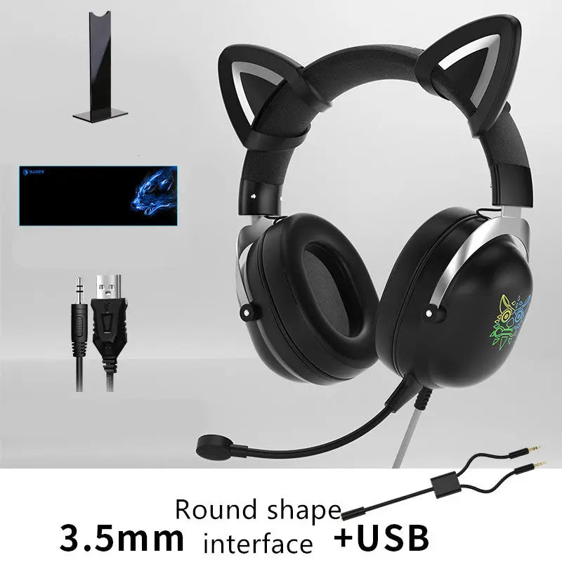 Head-mounted Gaming Gaming Cute Girls Wired Computer Headset cj