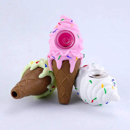 Ice Cream Pipe, Glass Bowl Pipe, Silicone Pipe cj