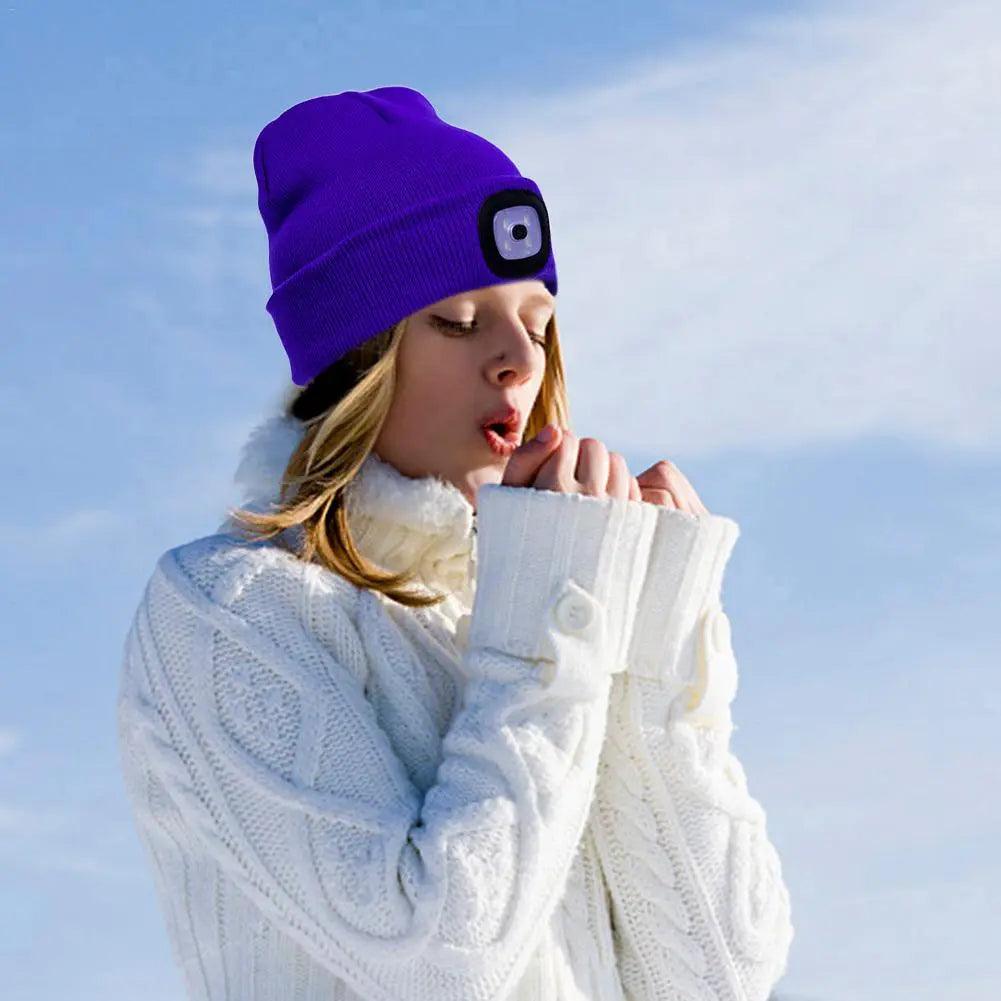 LED Knit Hat Button Cell Type Knitted Hat With Light Glowing Shop with Vanny