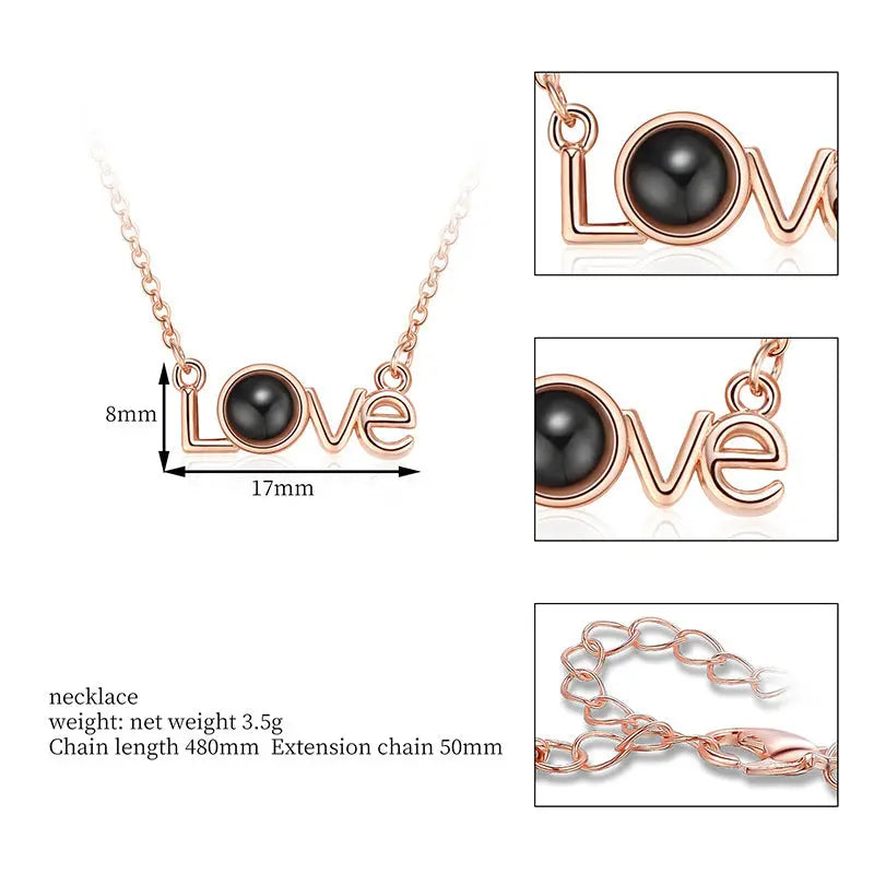 LOVE Shape Pendant Necklace Projection Net Red Jewelry cj