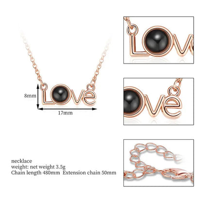 LOVE Shape Pendant Necklace Projection Net Red Jewelry cj