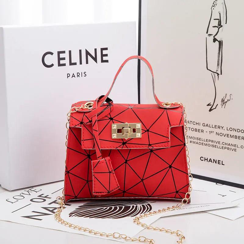 Ladies Hand Bag Women's Bag New Leather Stitching Lock Kelly Small Square Bag Diamond Bag cj