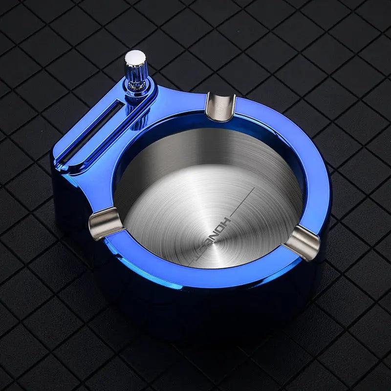 Large Cigarette Ashtray With Permanent Match Lighter Fancy Metal Ash Tray Set For Weed Cool Ashtrays For Cigars Outdoor Indoor Decor In Home Office cj