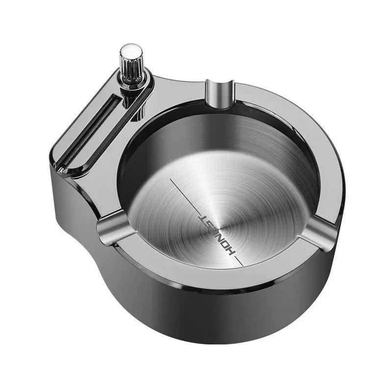 Large Cigarette Ashtray With Permanent Match Lighter Fancy Metal Ash Tray Set For Weed Cool Ashtrays For Cigars Outdoor Indoor Decor In Home Office cj