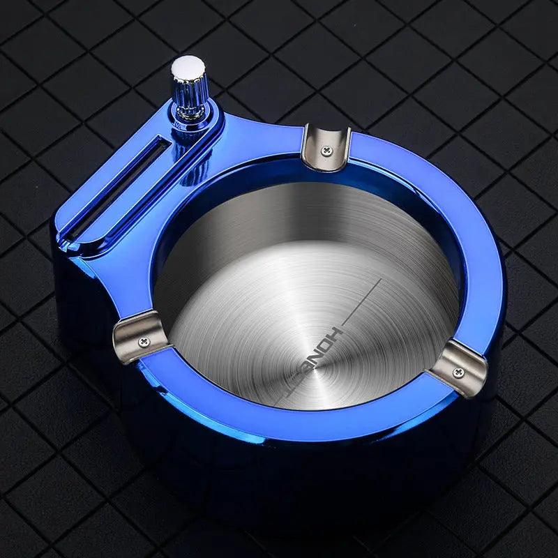 Large Cigarette Ashtray With Permanent Match Lighter Fancy Metal Ash Tray Set For Weed Cool Ashtrays For Cigars Outdoor Indoor Decor In Home Office cj
