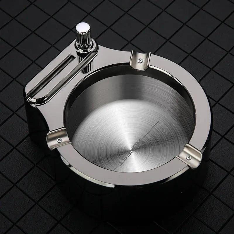 Large Cigarette Ashtray With Permanent Match Lighter Fancy Metal Ash Tray Set For Weed Cool Ashtrays For Cigars Outdoor Indoor Decor In Home Office cj