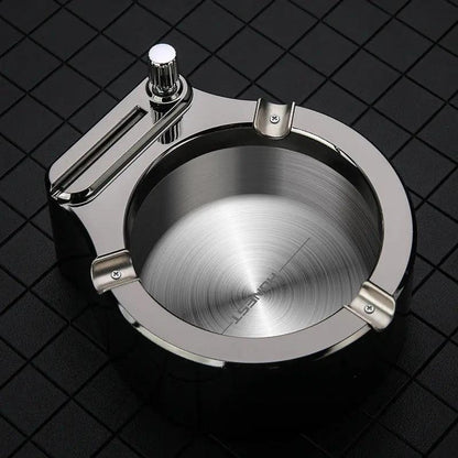 Large Cigarette Ashtray With Permanent Match Lighter Fancy Metal Ash Tray Set For Weed Cool Ashtrays For Cigars Outdoor Indoor Decor In Home Office cj