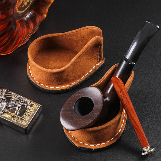 Leather Pipe Holder Portable Heather Root Pipe Tool Accessories cj