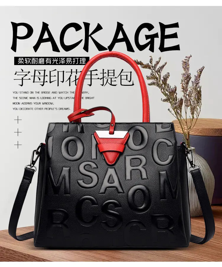 Leather Texture Middle-aged Mom Tote Bag For Women cj