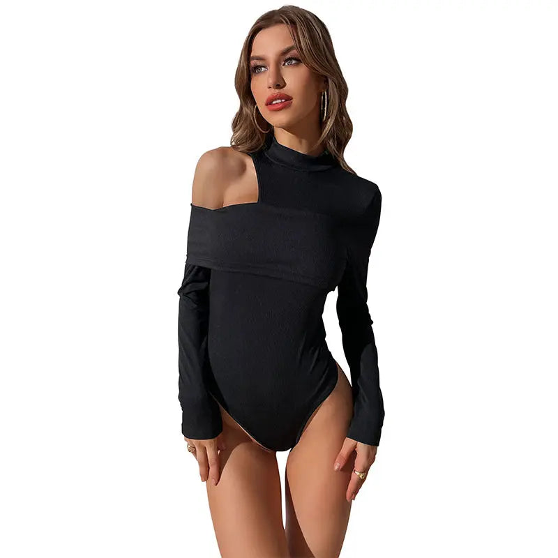 Long-sleeved One-shoulder Onesie cj