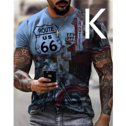 Man T-shirt Car Highway Motorcycle Hip Hop T-shirt cj