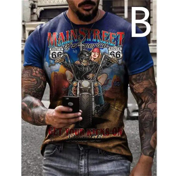 Man T-shirt Car Highway Motorcycle Hip Hop T-shirt cj