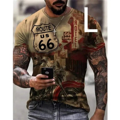 Man T-shirt Car Highway Motorcycle Hip Hop T-shirt cj