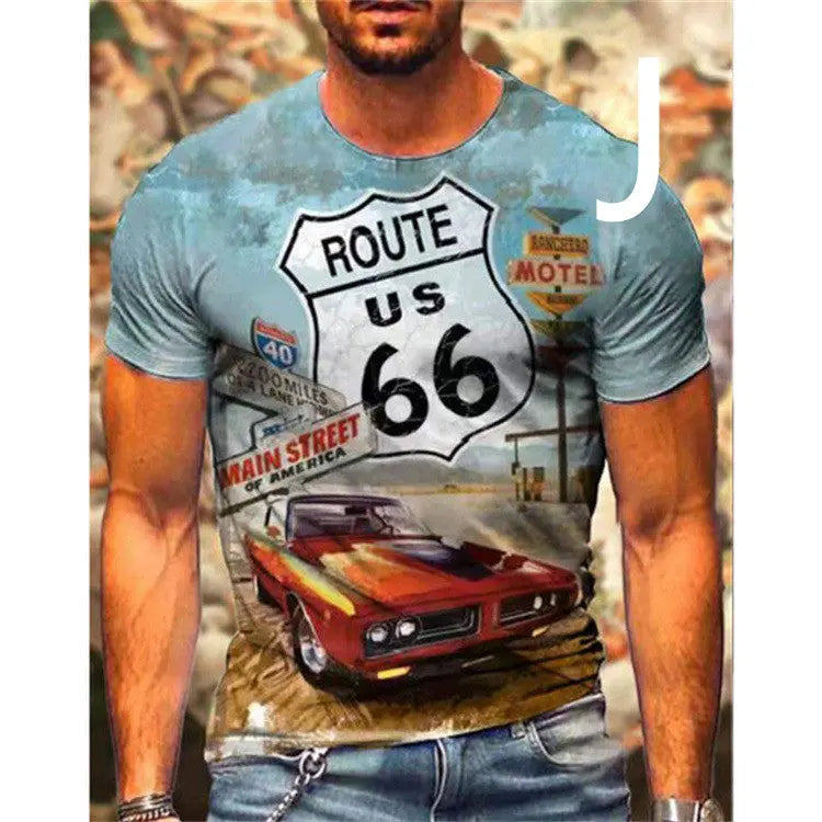 Man T-shirt Car Highway Motorcycle Hip Hop T-shirt cj