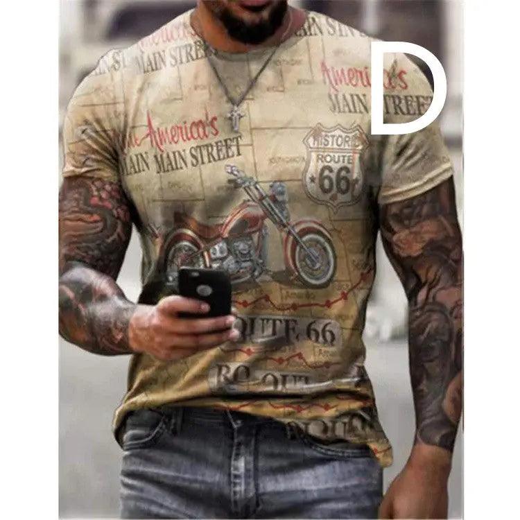 Man T-shirt Car Highway Motorcycle Hip Hop T-shirt cj