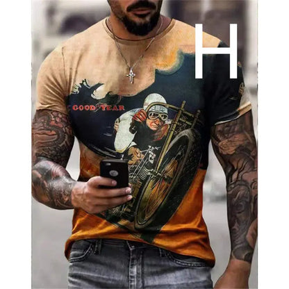 Man T-shirt Car Highway Motorcycle Hip Hop T-shirt cj