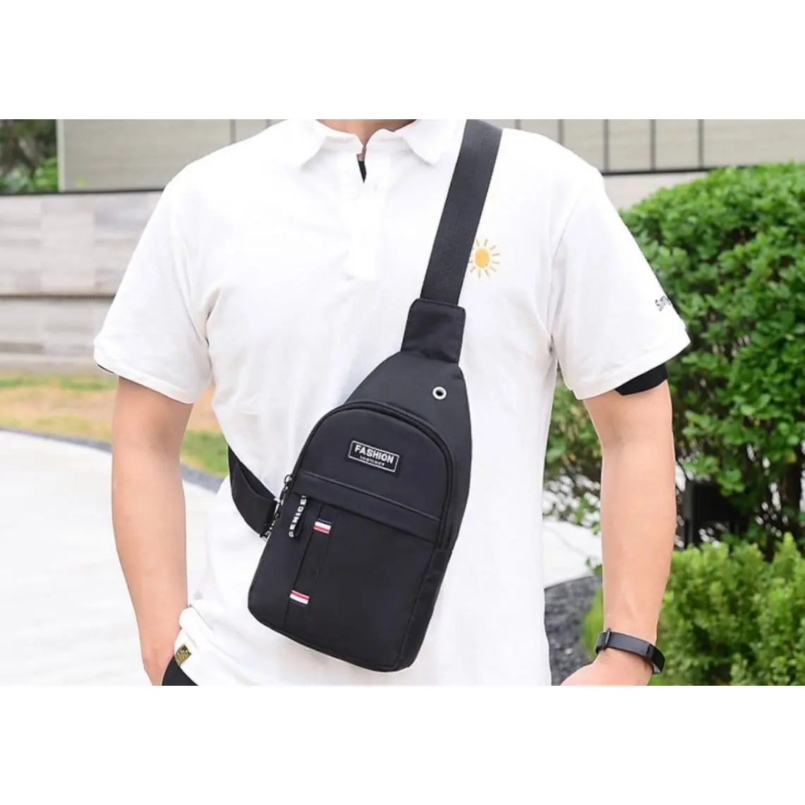 Men's Versatile Chest Bag - Elegantly Designed Black Sling Bag Shop with Vanny
