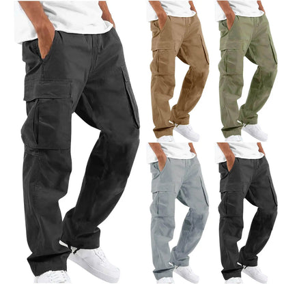 Men's Workwear Drawstring Multi-pocket Casual Pants cj