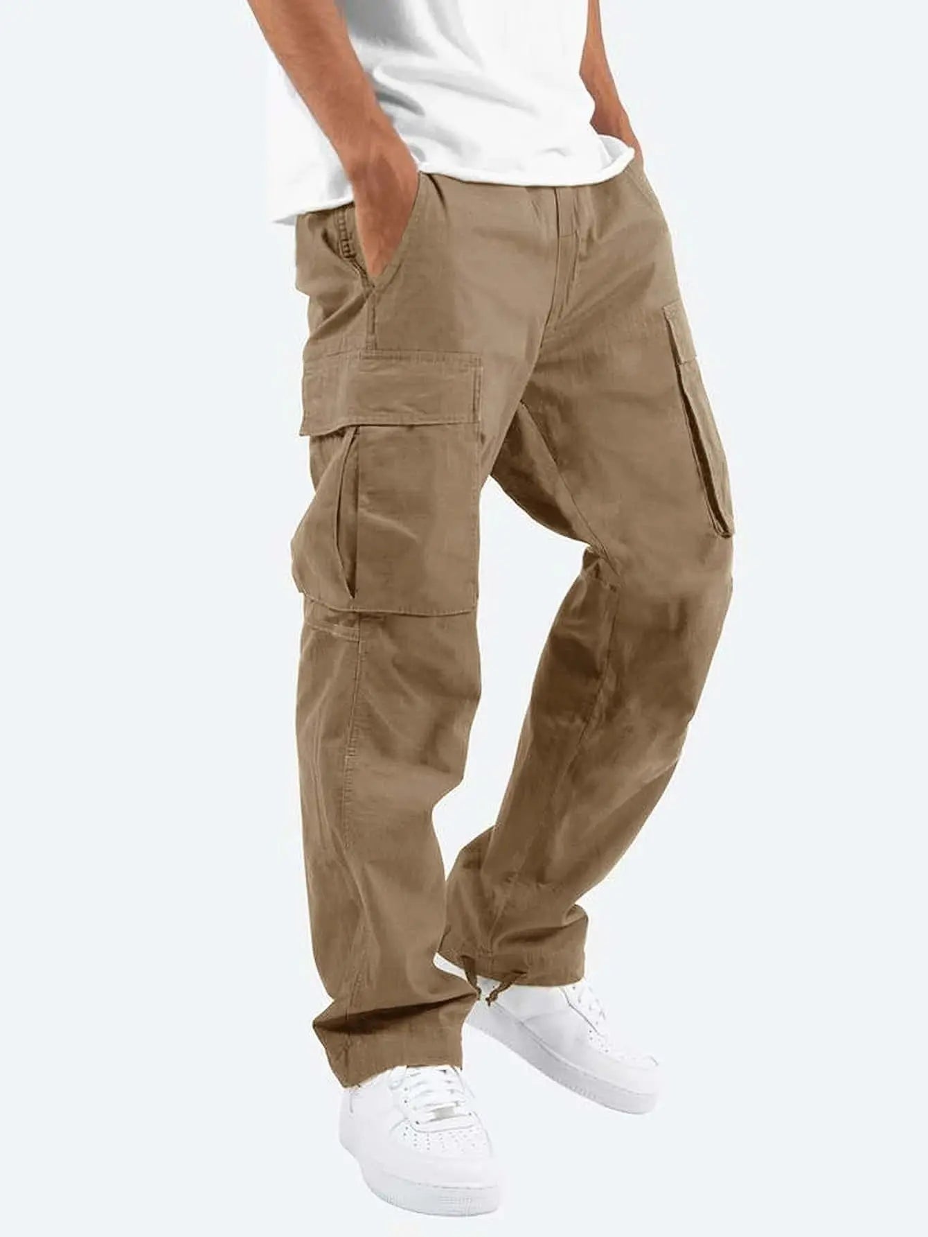 Men's Workwear Drawstring Multi-pocket Casual Pants cj