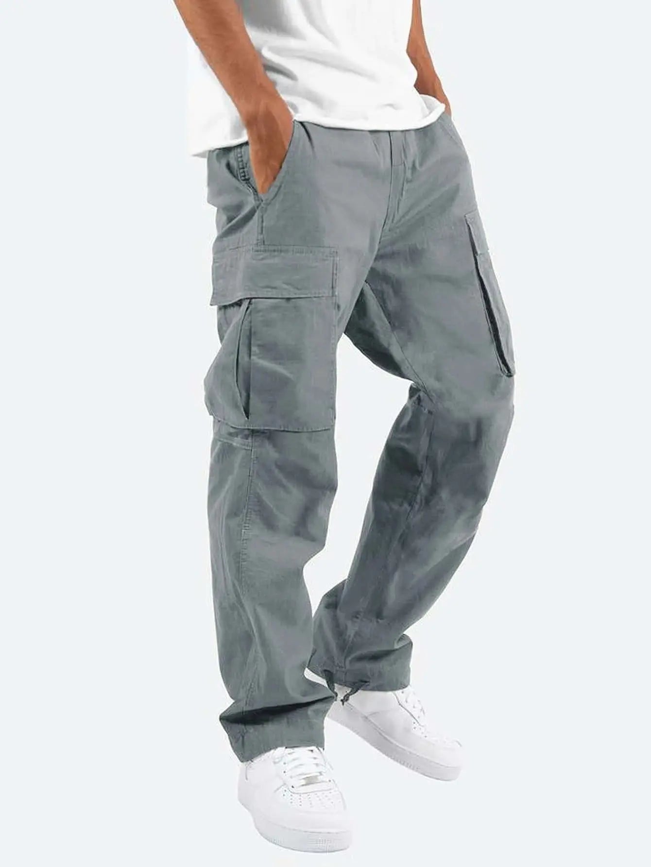 Men's Workwear Drawstring Multi-pocket Casual Pants cj