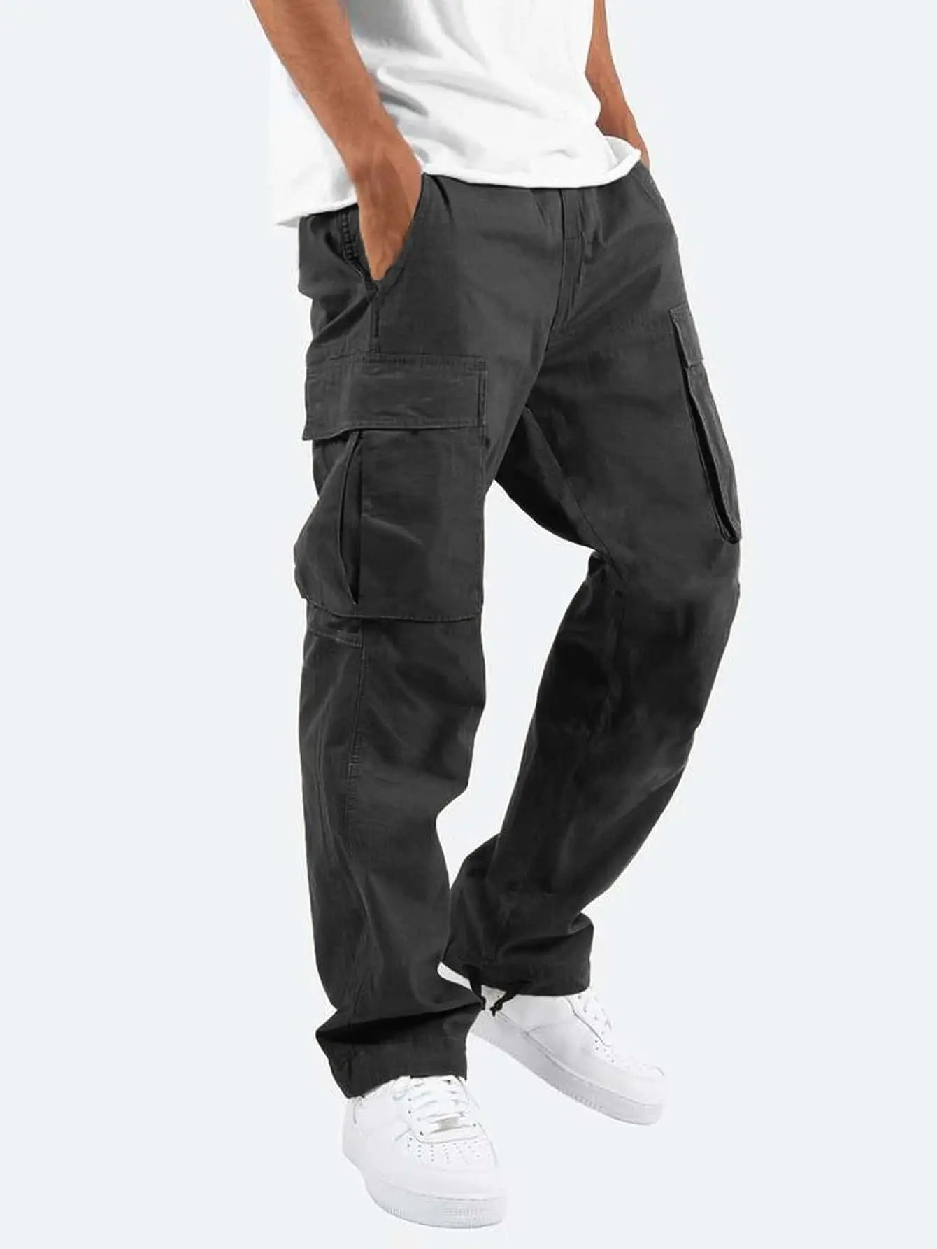 Men's Workwear Drawstring Multi-pocket Casual Pants cj